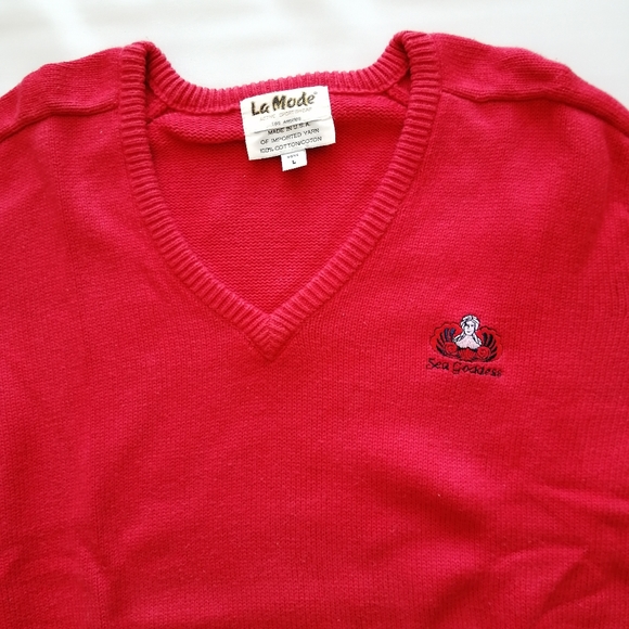 Sea Goddess La Mode Vintage Red Sweater Large - Picture 2 of 8